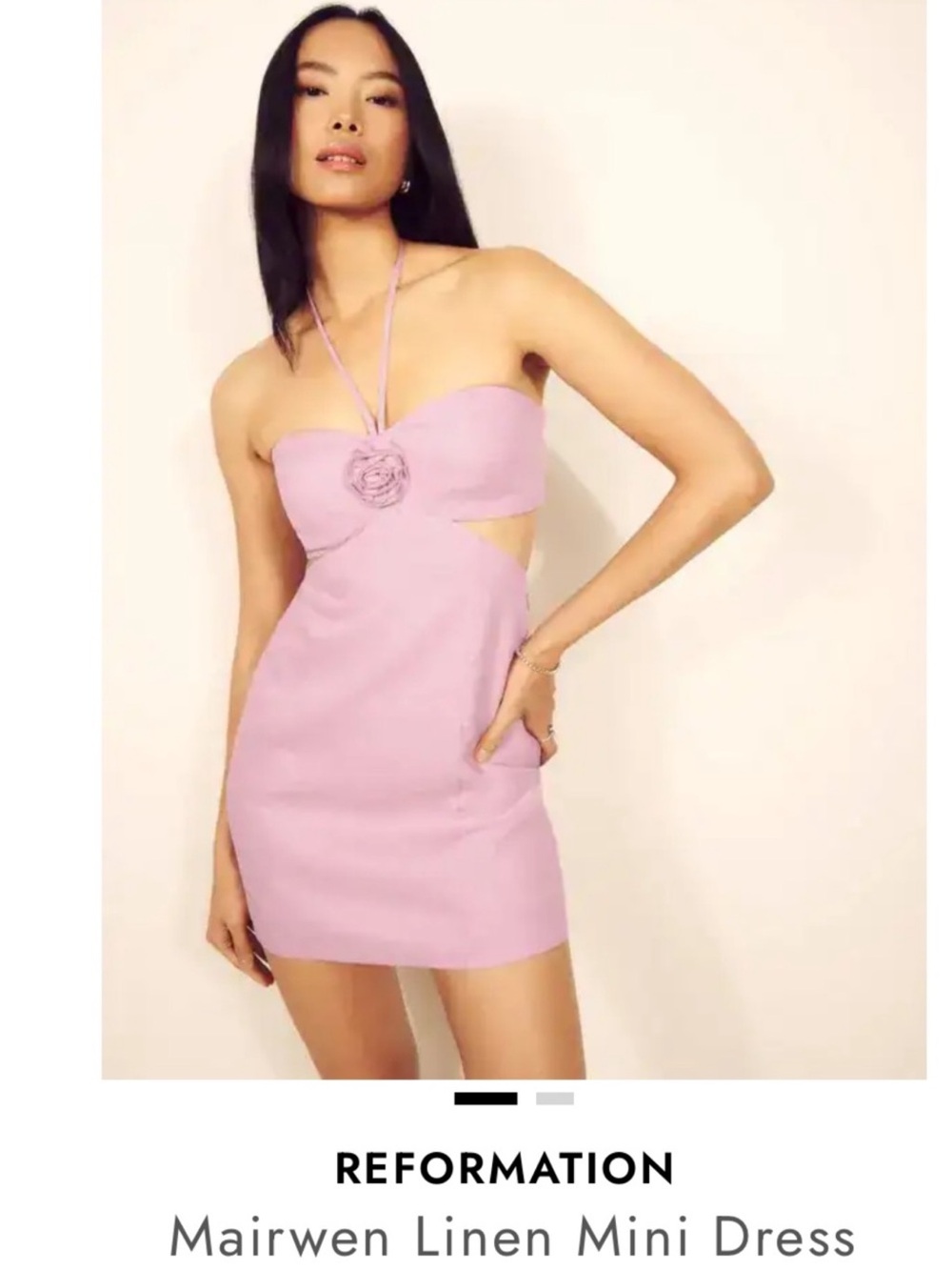 Reformation rose Halter Rosette Mini Dress